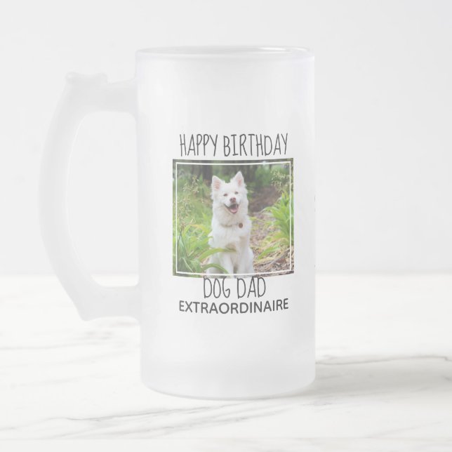 Taza De Cristal Esmerilado Papá Perro - Feliz cumpleaños, mejor foto de perro (Izquierda)