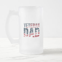 Taza De Cristal Esmerilado Papá Veterano Rojo, Blanco y Azul