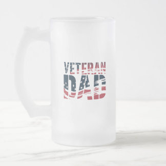 Taza De Cristal Esmerilado Papá Veterano Rojo, Blanco y Azul