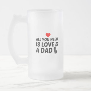 TAZA DE CRISTAL ESMERILADO PAPÁ Y AMOR