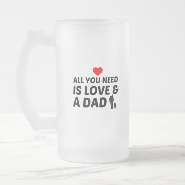 TAZA DE CRISTAL ESMERILADO PAPÁ Y AMOR (Izquierda)