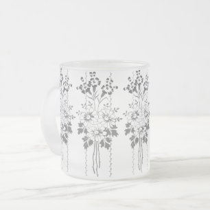 Taza De Cristal Esmerilado Papel pintado barroco ramo de flores gris