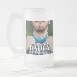 Taza De Cristal Esmerilado Papi asombroso desde 20XX Sencilla Foto Elegante