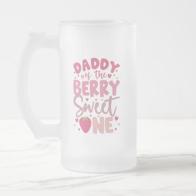 Taza De Cristal Esmerilado Papi Del Berry Sweet One Strawberry Birthday (Izquierda)