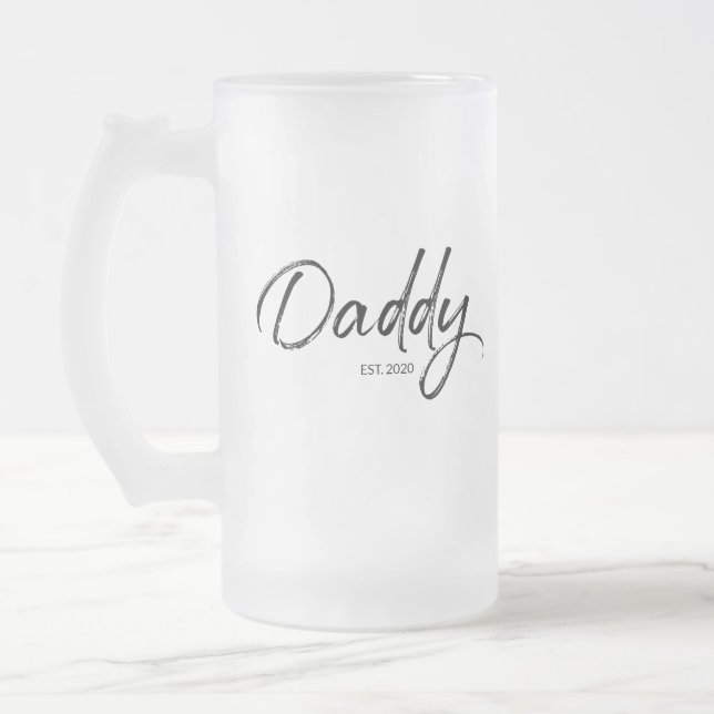 Taza De Cristal Esmerilado Papi fundó el día del padre Personalizado (Izquierda)