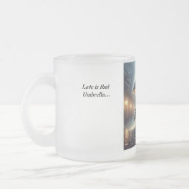 Taza De Cristal Esmerilado Paraguas de amor café Mug