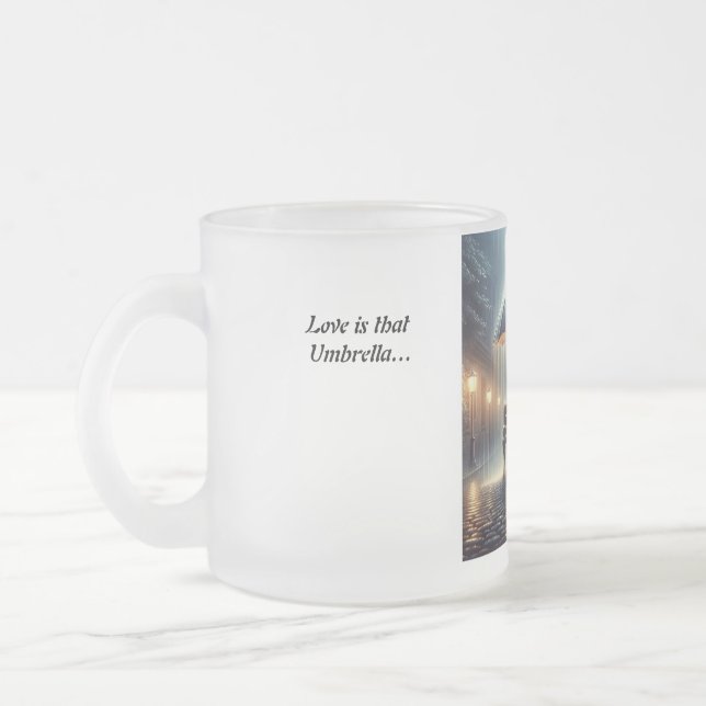 Taza De Cristal Esmerilado Paraguas de amor café Mug (Izquierda)