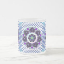 Taza De Cristal Esmerilado Paraguas morados y corazones .7