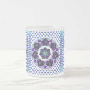 Taza De Cristal Esmerilado Paraguas morados y corazones .7