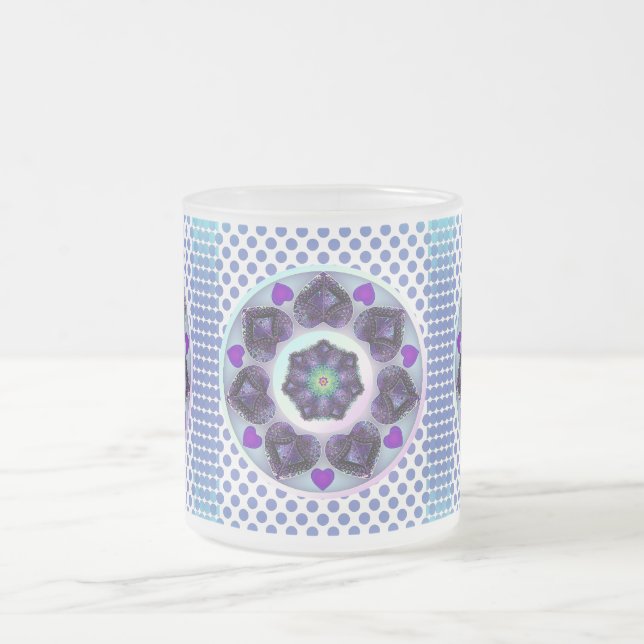 Taza De Cristal Esmerilado Paraguas morados y corazones .7 (Centro)