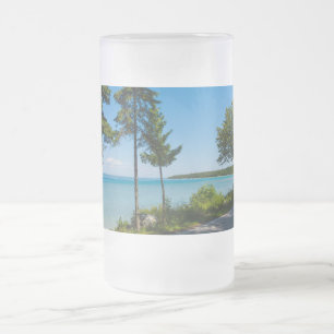 Taza De Cristal Esmerilado Paraíso de la conducción costera del lago
