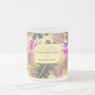 Taza De Cristal Esmerilado Paraíso de Palm Amarillo