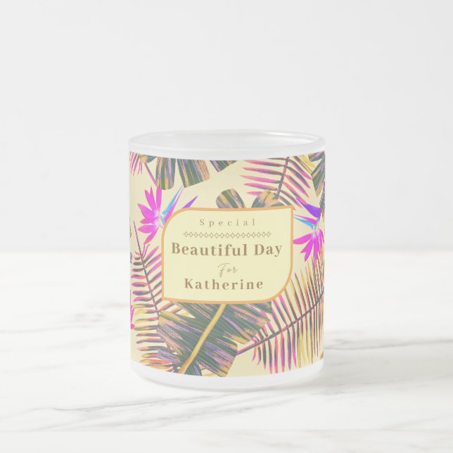 Taza De Cristal Esmerilado Paraíso de Palm Amarillo (Centro)