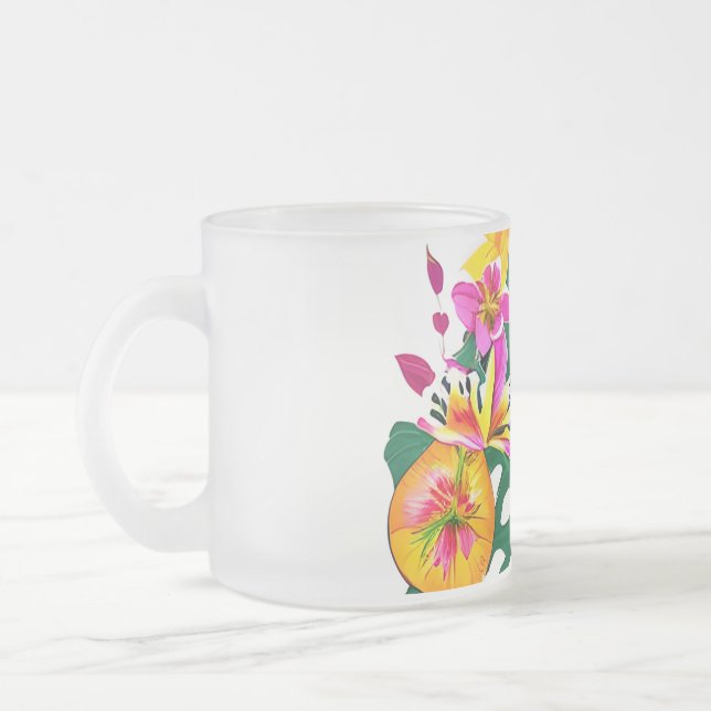 Taza De Cristal Esmerilado Paraíso floral Frosty Glass Mug (Izquierda)