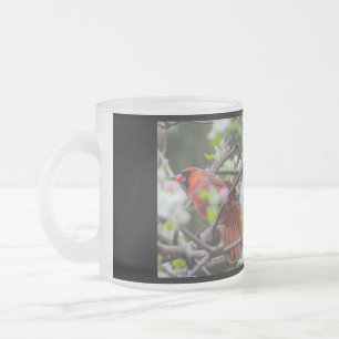Taza De Cristal Esmerilado Pareja de Cardenal Cantante