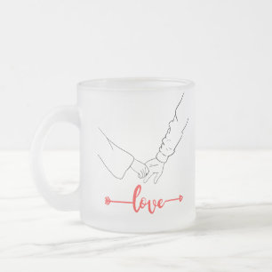 Taza De Cristal Esmerilado Pareja ilustrativa de mano negra y blanca
