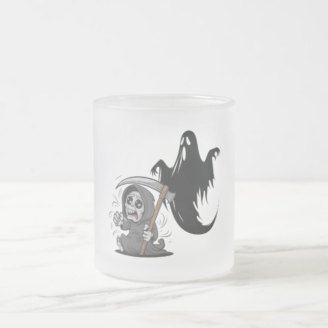 Taza De Cristal Esmerilado Pareja y fantasma espantados. (Centro)