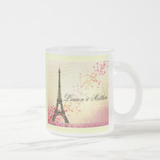 Taza De Cristal Esmerilado París en amor - torre Eiffel
