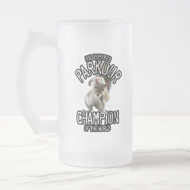 Taza De Cristal Esmerilado Parkour Squirrel - divertido freerunning (Izquierda)