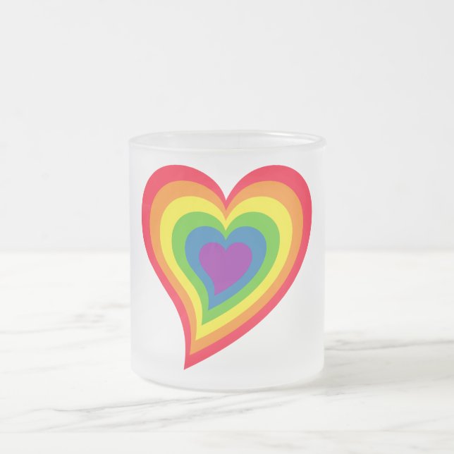 Taza De Cristal Esmerilado Paro cardíaco arcoiris (Centro)