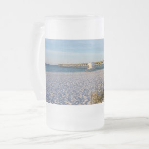 Taza De Cristal Esmerilado Paro de cerveza congelada de Pensacola Sand Dunes