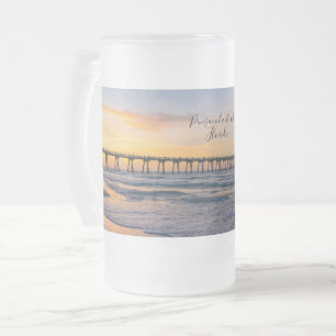 Taza De Cristal Esmerilado Paro de cerveza escarpado de la línea costera de P