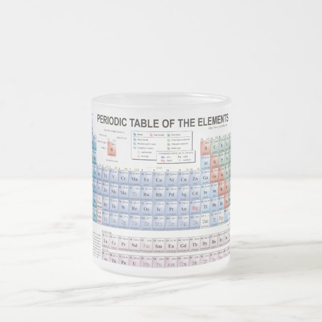 Taza De Cristal Esmerilado paro de vidrio de tabla periódico (Centro)