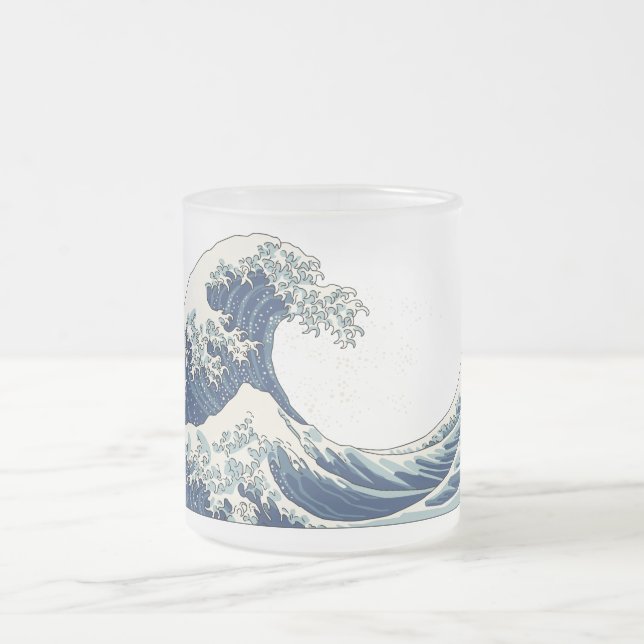 Taza De Cristal Esmerilado Paro de vidrio helado Great Wave (Centro)