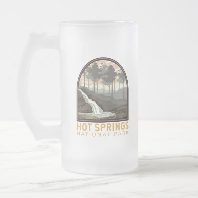 Taza De Cristal Esmerilado Parque nacional de Hot Springs Emblem (Izquierda)