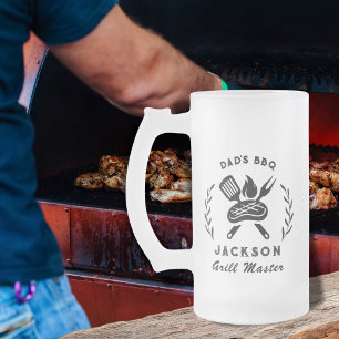 Taza De Cristal Esmerilado Parrilla Personalizada para Papá Maestro de la Bar