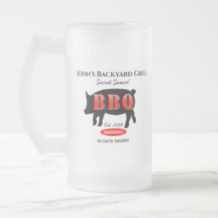 Taza De Cristal Esmerilado Parrillada Amo de Grill Backyard BBQ