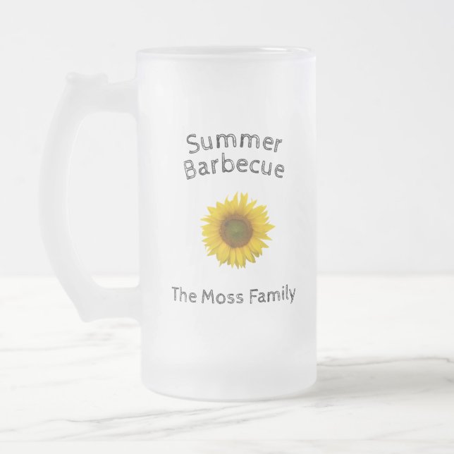 Taza De Cristal Esmerilado Parrillada de verano de monograma de girasol amari (Izquierda)