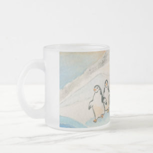 Taza De Cristal Esmerilado Paseo del pingüino de Kathy Faggella