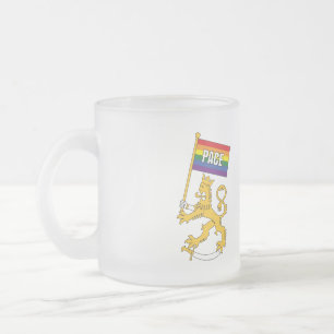 Taza De Cristal Esmerilado Paso-rauhanlippu del ja de Suomileijona - muki