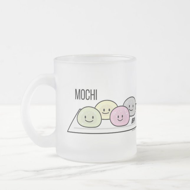 Taza De Cristal Esmerilado Pastel de arroz con helado de Mochi té verde japon (Izquierda)