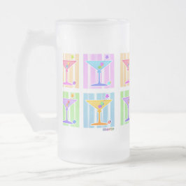 TAZA DE CRISTAL ESMERILADO PASTEL POP ART MARTINIS