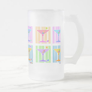 TAZA DE CRISTAL ESMERILADO PASTEL POP ART MARTINIS