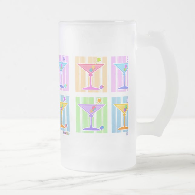 TAZA DE CRISTAL ESMERILADO PASTEL POP ART MARTINIS (Derecha)