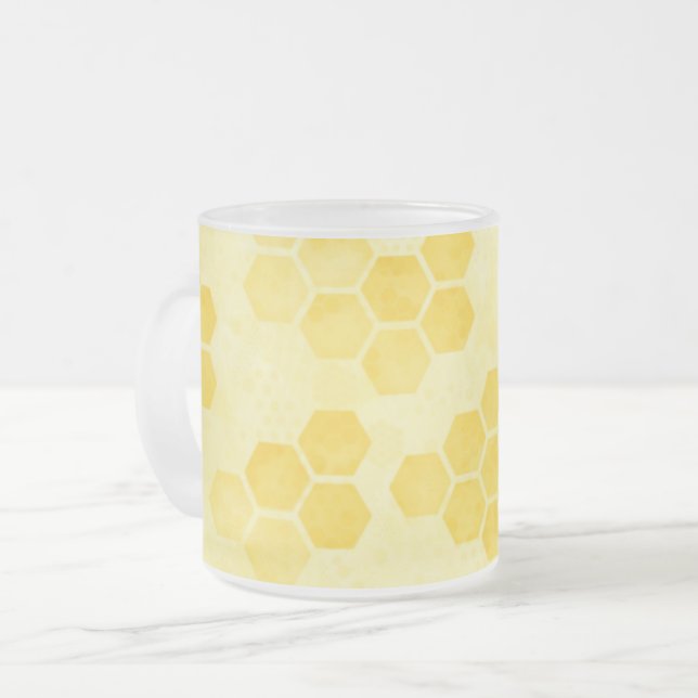 Taza De Cristal Esmerilado Pastel Yellow Honeycomb Pattern (Anverso izquierdo)