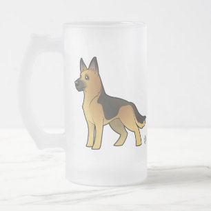 Taza De Cristal Esmerilado Pastor alemán del dibujo animado