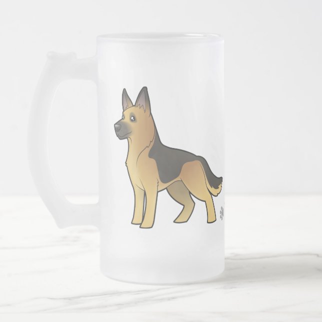 Taza De Cristal Esmerilado Pastor alemán del dibujo animado (Izquierda)