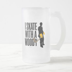 Taza De Cristal Esmerilado Patino Con Un Woody (Hockey) Cerveza De Vidrio Esc