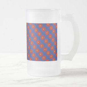Taza De Cristal Esmerilado Pato azul con caleidoscopio rojo