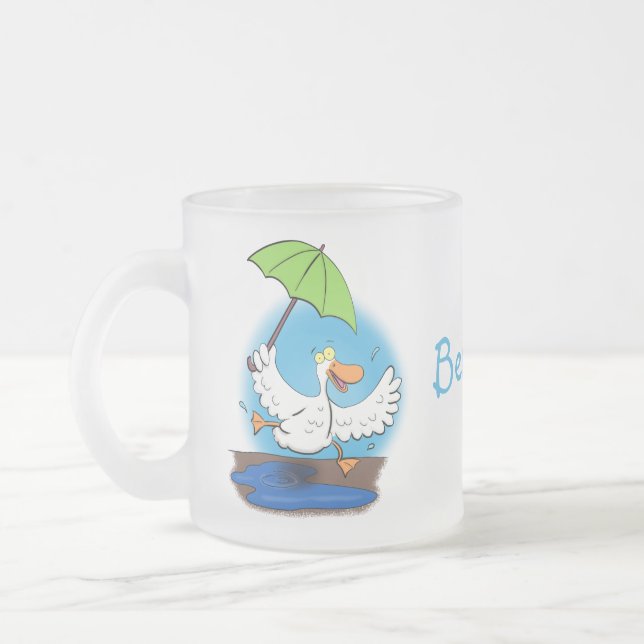 Taza De Cristal Esmerilado Pato gracioso con personalizado bailarín de paragu (Izquierda)