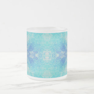Taza De Cristal Esmerilado Patrón abstracto de cristal de hielo turquesa