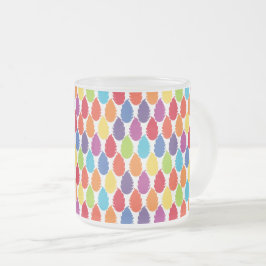 Taza De Cristal Esmerilado Patrón arcoiris, diseño de hojas coloridas