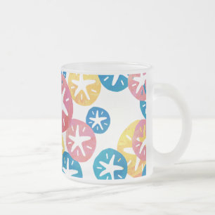 Taza De Cristal Esmerilado Patrón azul rojo amarillo del dólar de arena