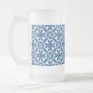 Taza De Cristal Esmerilado Patrón Boho en Azul – Elegante y Audaz