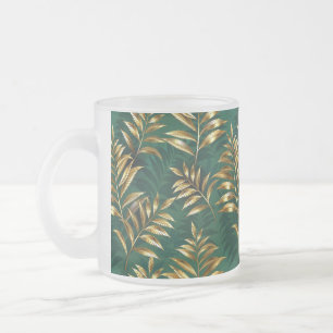 Taza De Cristal Esmerilado Patrón continuo con helechos dorados