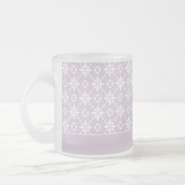 Taza De Cristal Esmerilado Patrón de baldosas de flores blancas en el borde r